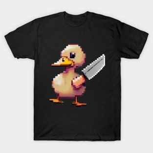 Pixel Art Duck and Knife T-Shirt